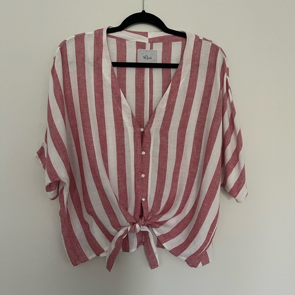 NWOT RAILS Thea Tie Front Button Up in Seville Stripe - Picture 3 of 15